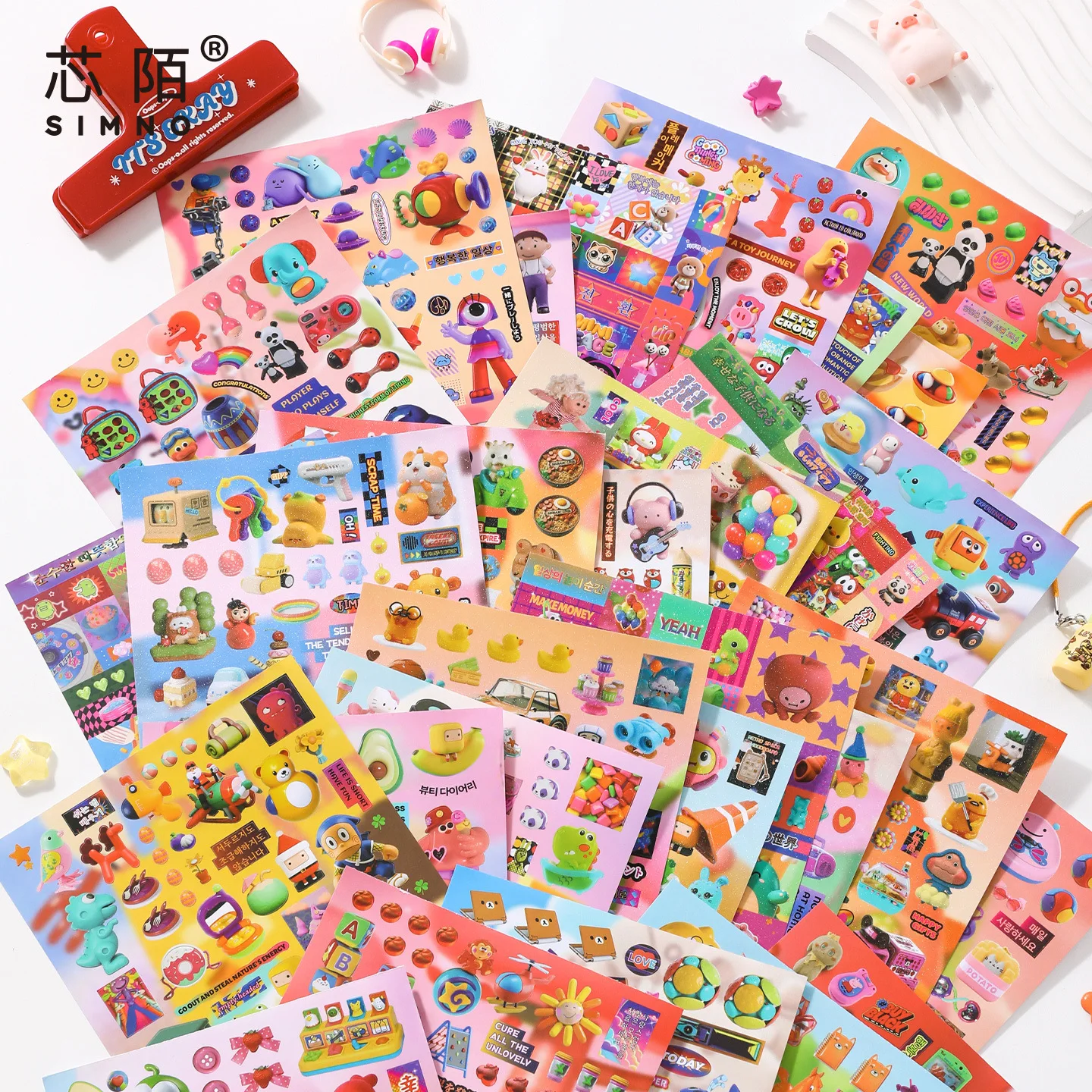 

30pcs Sticker Books for Child Cute Decorative Sticker Book Journal Phone Sticker Kids Gift School Stationery