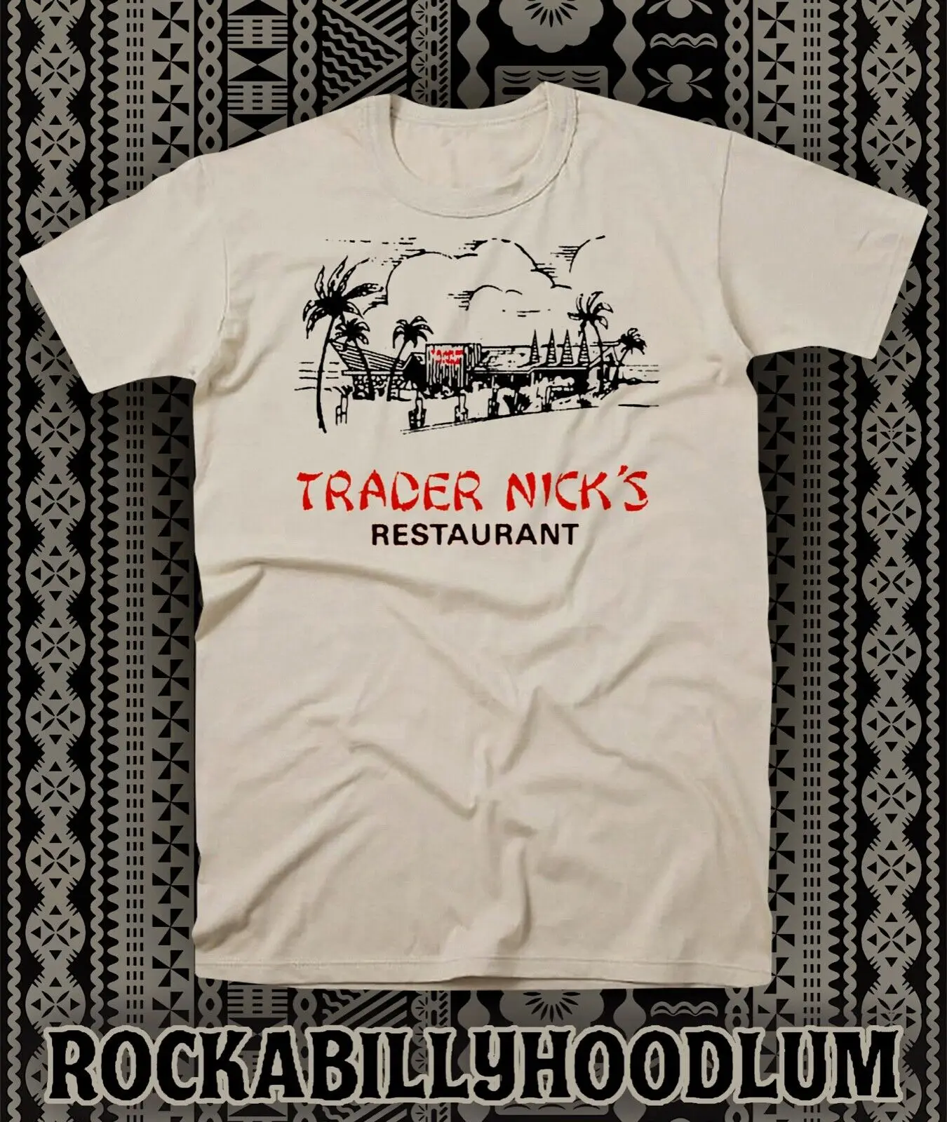 Retro Tiki Art Tee T Shirt Cotton Mug Bar Restaurant Trader Nicks