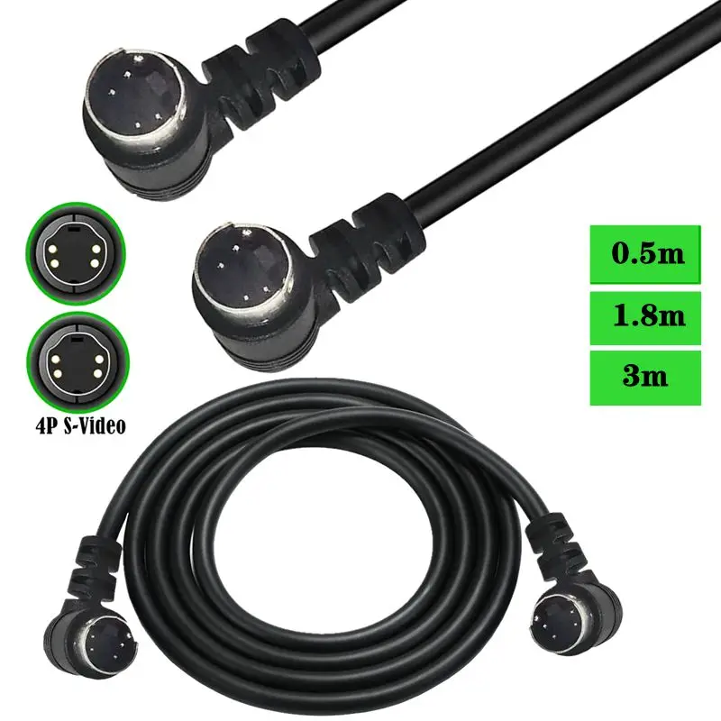 Mini DIN 4-Pin Male to Male SVHS Camera, Home Theater DSS Receiver, DVR, PVR S-Video 4-Core Video Connection Cable 0.5m 1.8m 3m