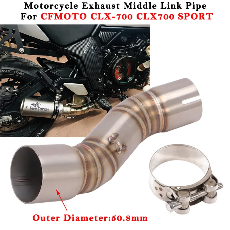 Slip On For CFMOTO CLX-700 CLX700 SPORT Motorcycle Exhasut System Modified Muffler 51mm Middle  Link Pipe