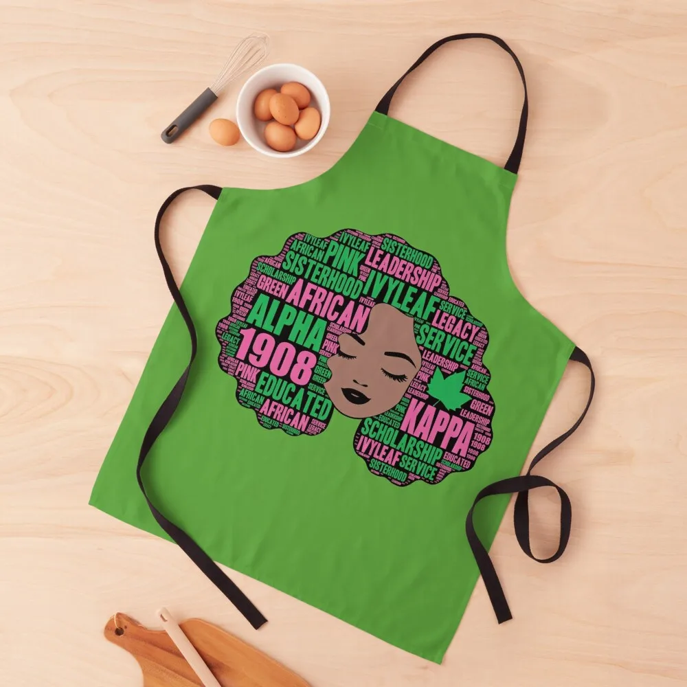 

Alpha 1908 Pink and Green Afro Hair Apron waiter christmas Apron