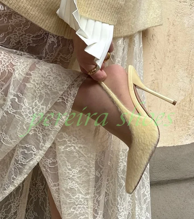 

Lady Yellow Suede Slingback Lace Sexy Pumps Pointed Toe Pointed Toe White Lace Mesh Design Pumps Elegant Footwear High Heels 46