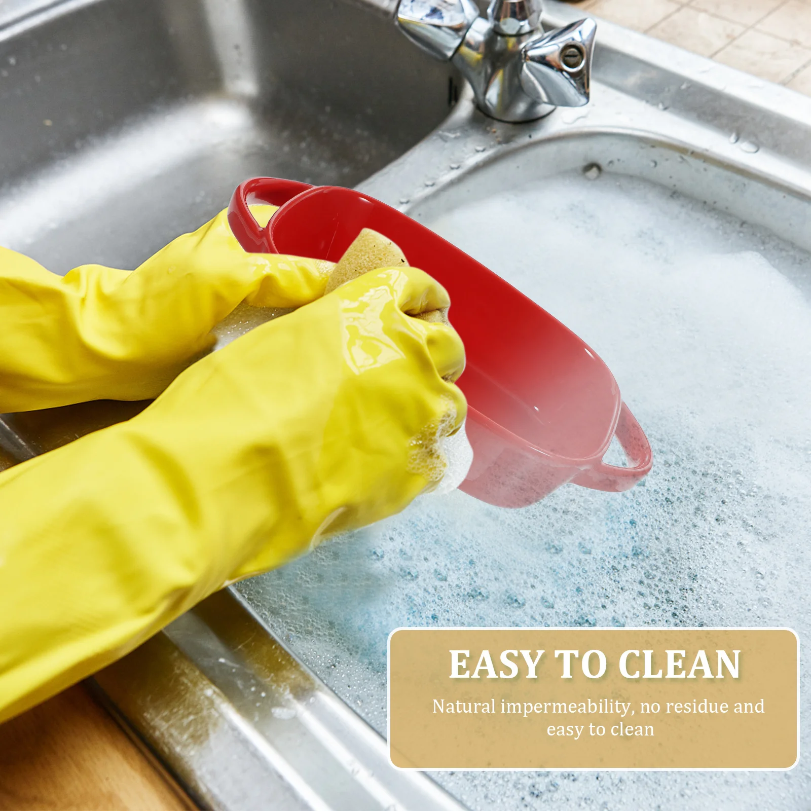 

Ceramic Baking Tray Double Handle Oven Safe Roasting Plate Salad Storage Bowl Multi Use Hotel Kitchen Bakeware