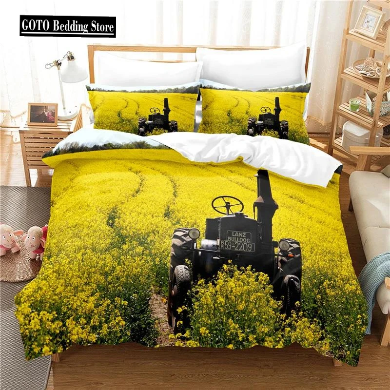 

Bed Sets for Boy Duvet Cover 3D Print Super Cool Tractor Car Queen Size Comforter Sets Bedclothes Housse De Couette 2 Personne