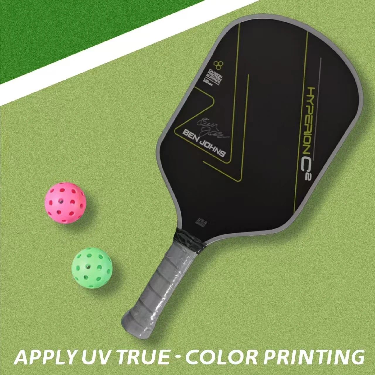 Pala de Pickleball Ben John's Super C2 T700, Fibra de Carbono, Construcción Prensada en Frío, Superficie Texturizada, Núcleo de Polímero de 16MM
