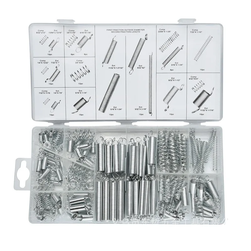 

200Pcs/box Steel Spring Electrical Hardware Drum Extension Tension Springs Pressure Suit Metal Assortment Hardware Kit