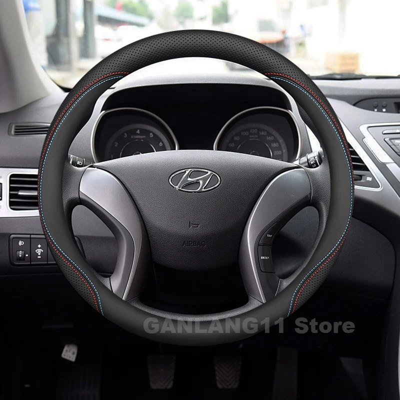 

Leather Car Steering Wheel Cover For Hyundai Avante 2011-2015 2016 Ultra Thin Auto Steering Wheel Hyundai Avante Accessories