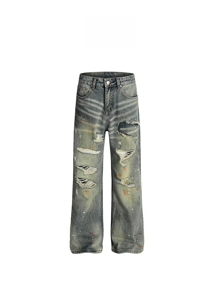 

Ретро-джинсы в американском стиле, потертые, прямые, свободные, широкие, для мужчин и женщин, повседневные, из хлопкового стрейч-денима