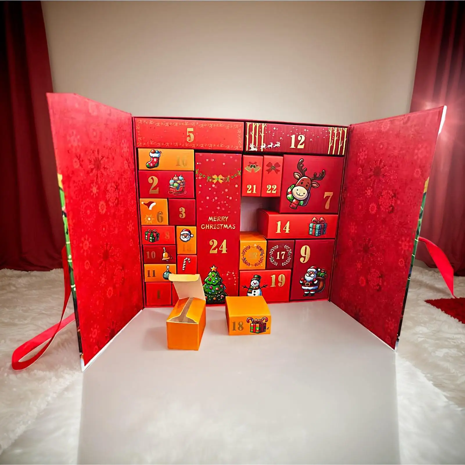 Weihnachts-Adventskalender 2025, leere Geschenkbox, 24 Tage Countdown, bedruckt, Weihnachtsmann, Sammlerbox für Zuhause, Küche, Party-Dekoration