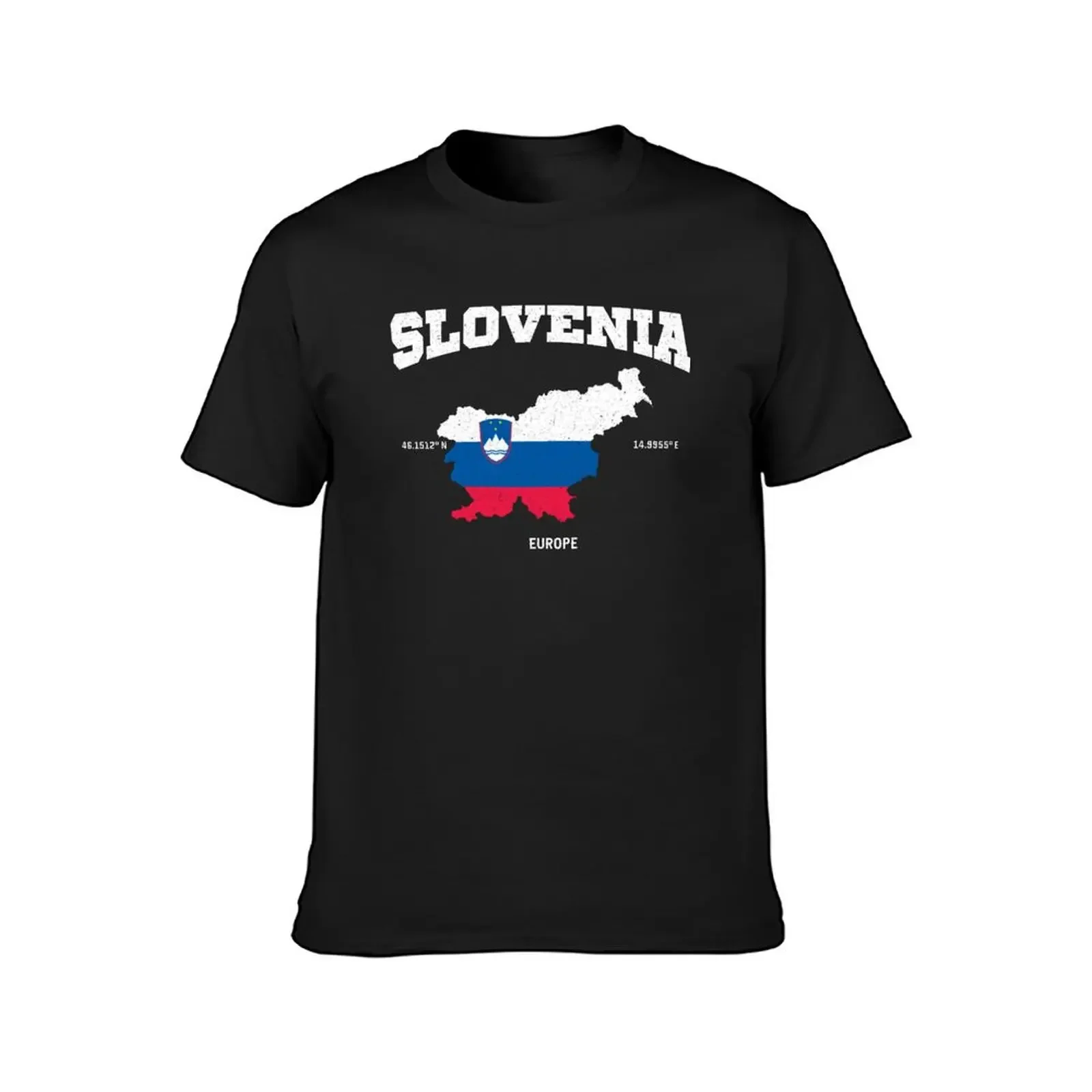 Slovenia flag map, Slovenia coordinates, Slovenia Localisation T-Shirt graphic t shirts oversized t shirt men