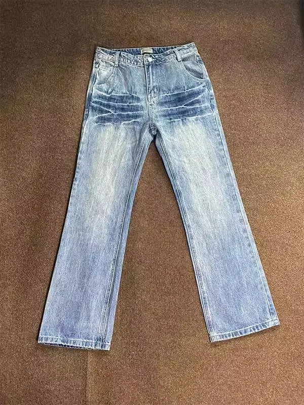 

Waed Lightning Pattern Men's Jeans Spring Autumn High Street Sle Straight Leg Long Trousers CleanFit Wide Leg Pants