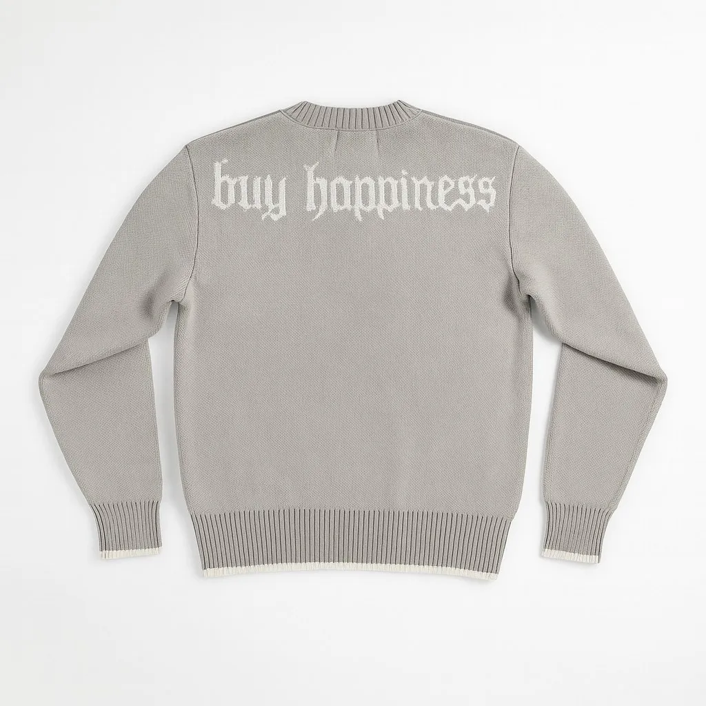 Suéter Retro informal gris de manga larga para hombre, jersey gótico con bordado de dólar, ropa de calle gótica, dinero viejo Y2K, ropa de punto Boxy