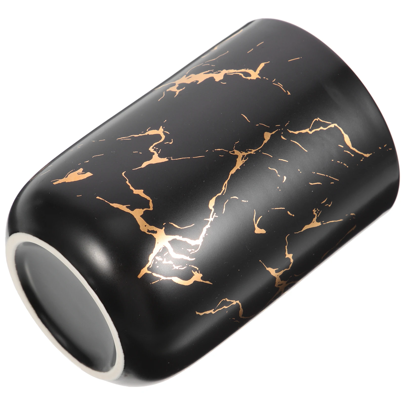 

Multipurpose Marble Pattern Ceramic Cup Functional Toothbrush Holder for Home Hotel Travel Gargling Convenience