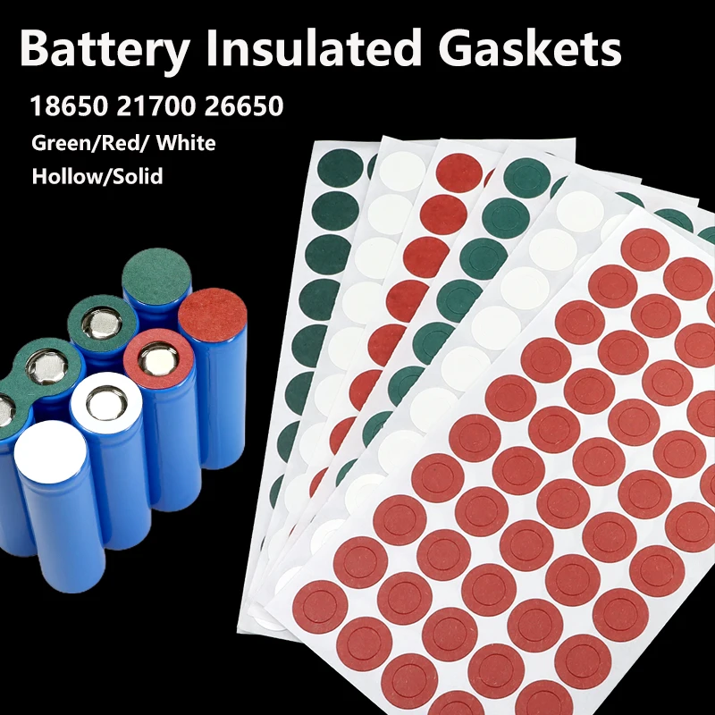 Gaxetas Isolantes de Papel Adesivo Verde/Vermelho/Branco para Baterias 18650 21700 26650 - Adesivos de Isolamento para Células de Pacotes de Íons de Lítio