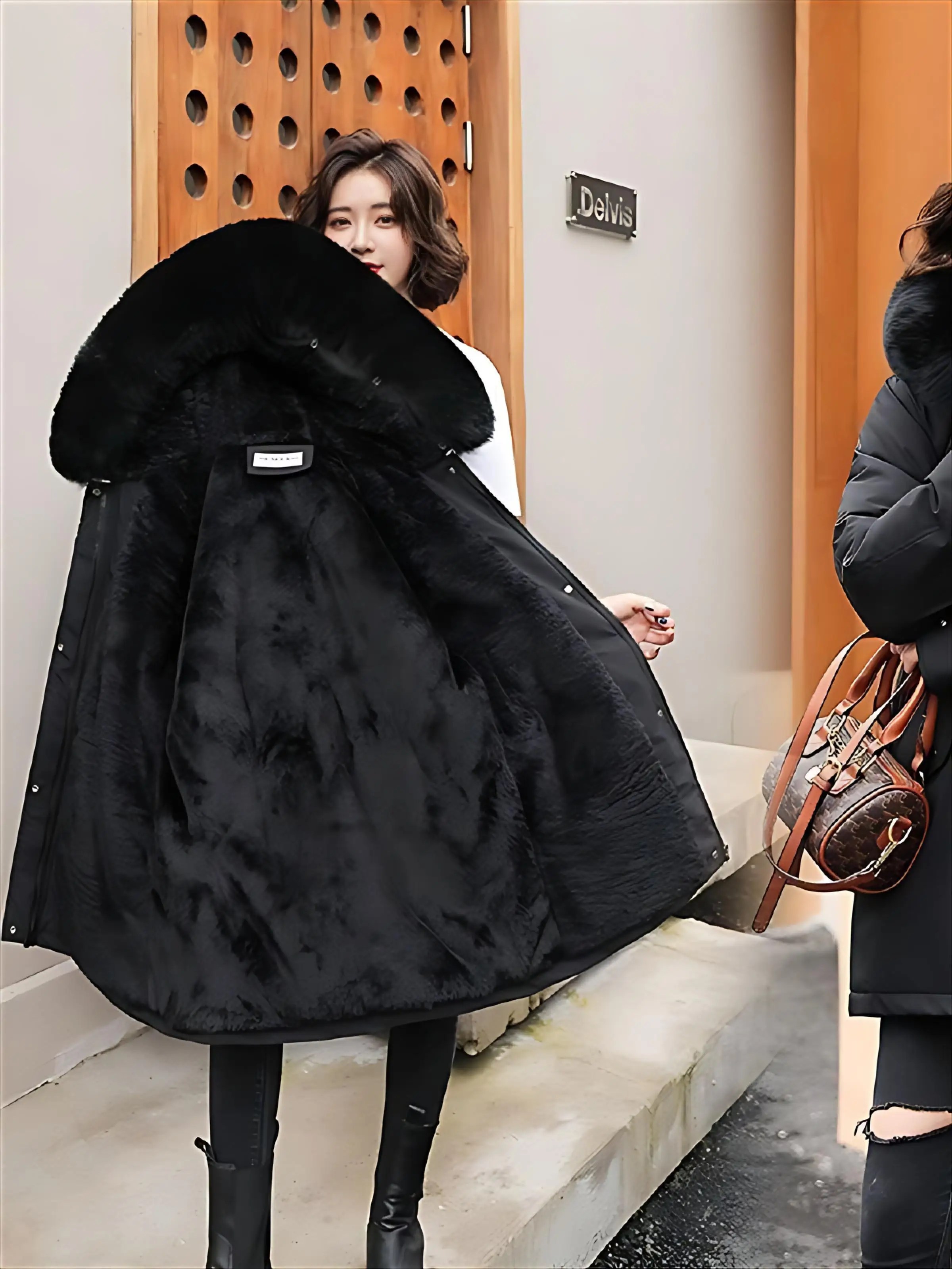 

Парка женская демисезонная утепленная флисом, средней длины, с капюшоном, карманами, повседневная, стильная, защита от холода, на шнурке, утолщенная, для повседневной носки