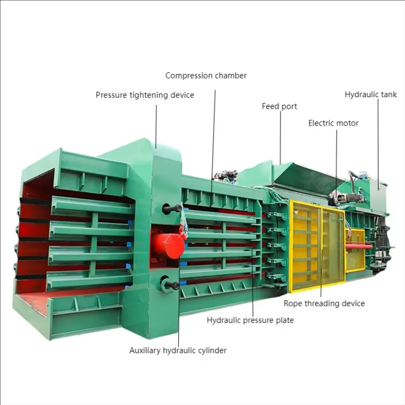 PP Strap Auto Tying Fully Automatic Horizontal Baler Avoid Manual Work For Newspaper Office Shredded Paper Recycling Workshop