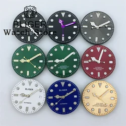 BLIGER 29mm Black Green Blue Red Gold Watch Dial With Hands Green luminous For Miyota DG NH35 NH36 ETA2824 PT5000 Movement