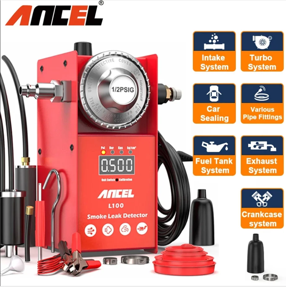 Détecteur de fuite de fumée automobile ANCEL L100, machine à fumée 12V EVAP avec manomètre numérique, outils de diagnostic