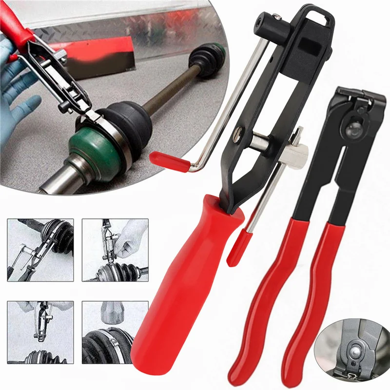 1 Set Heavy Duty Antiskid CV Joint Boot Clamps Crimping Pliers for Most Cars with 10 Crimp Bands Ear Boot Tie Pliers