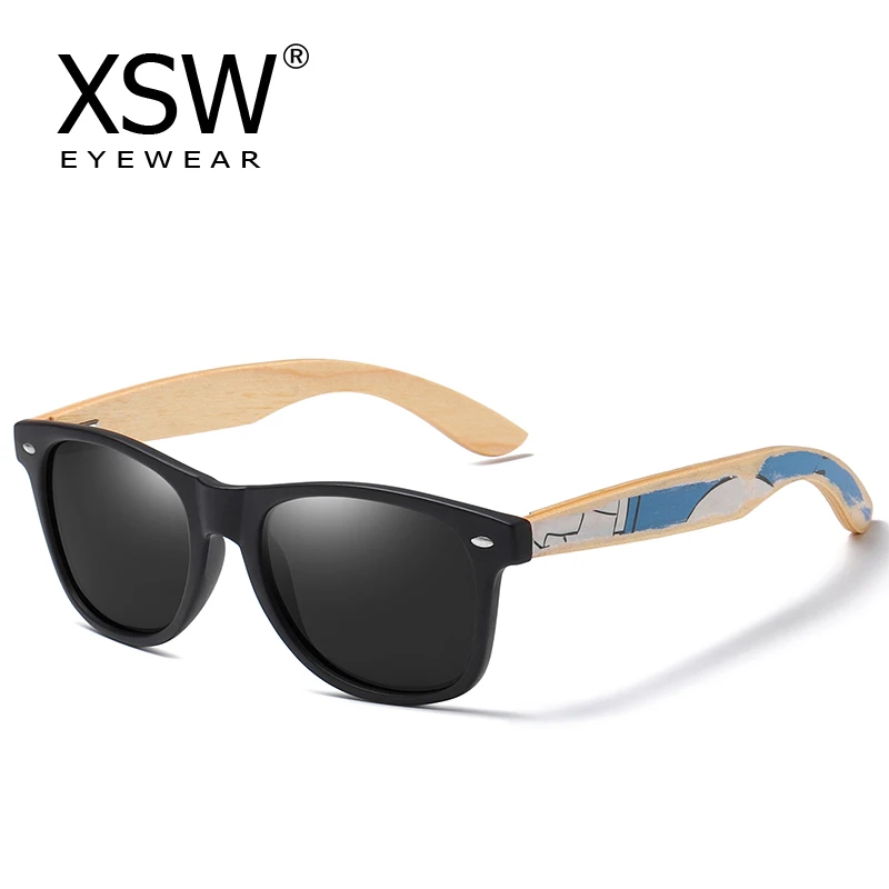 XSW Colorful skateboard Wooden Sun Sunglasses Old skateboard graffiti polarized fashion sunglasses Original wooden glasses 5063H