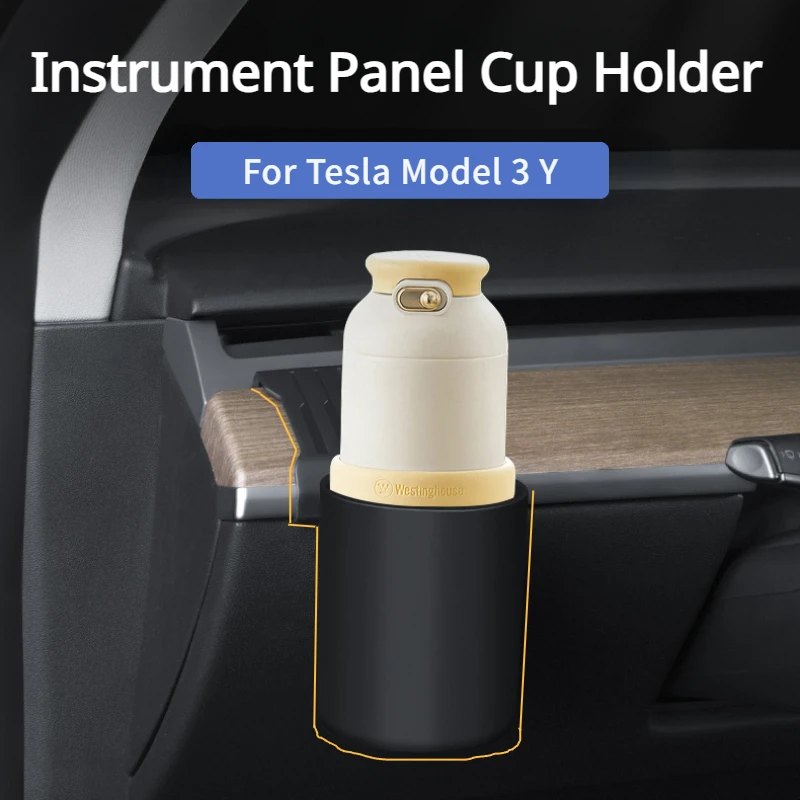 For Tesla Model 3 Y Dashboard Cup Holder Instrument Panel Water Cup Holder Limiter Storage Box Car Stowing Tidying Accessories