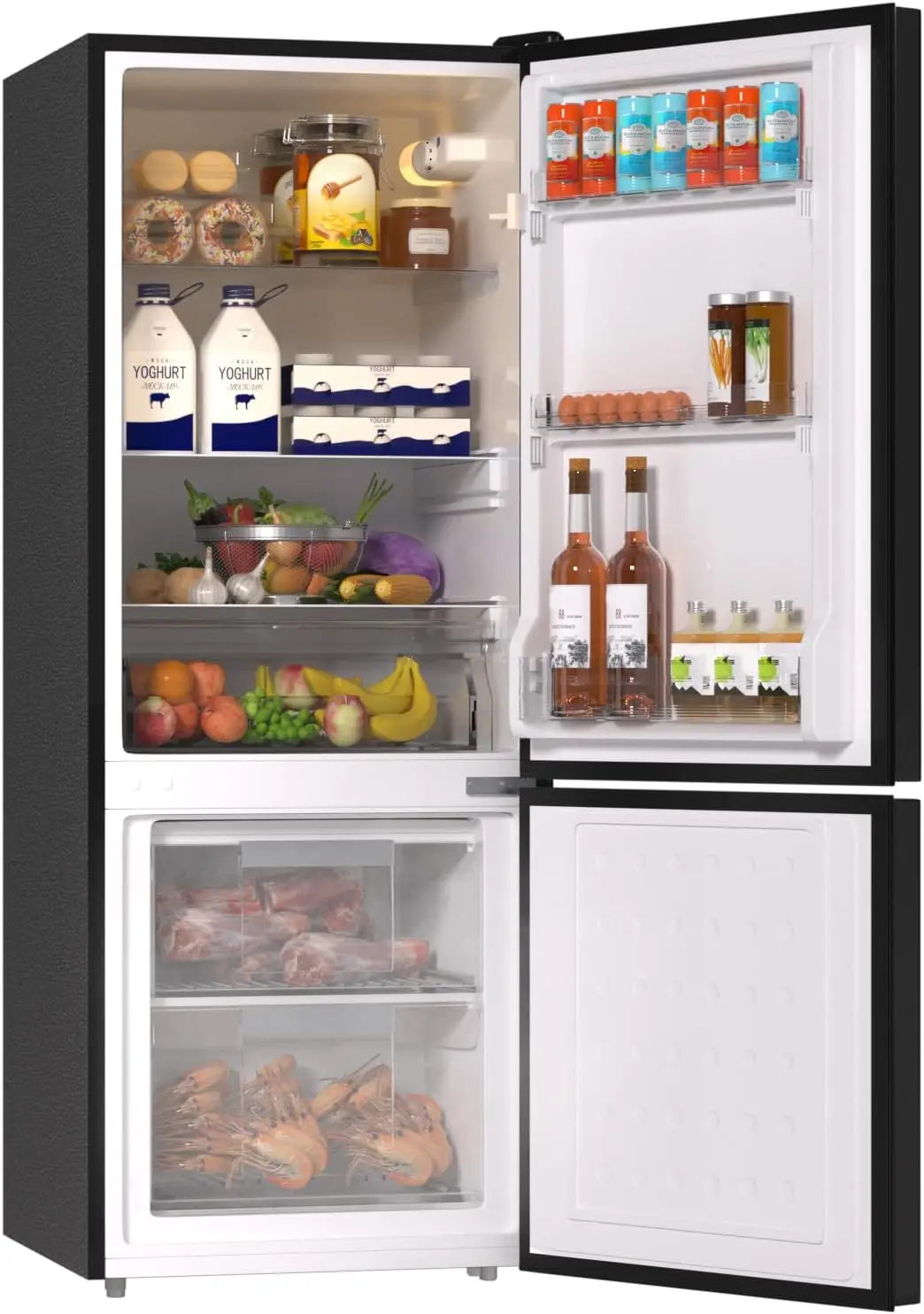 Cu.Ft Apartment Size Refrigerator with Freezer, Kitchen Fridge with Bottom Freezer, 2 Doors, 5 Settings Temperature Adjustable