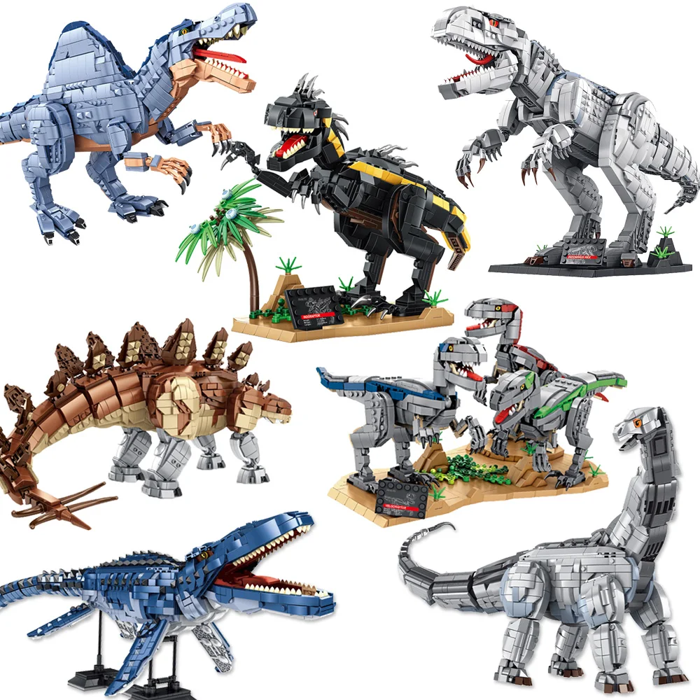 

Large Tyrannosaurus Rex Dinosaur Building Block Velociraptor Stegosaurus Spinosaurus Model Bricks Collection Toys For Kids Gifts