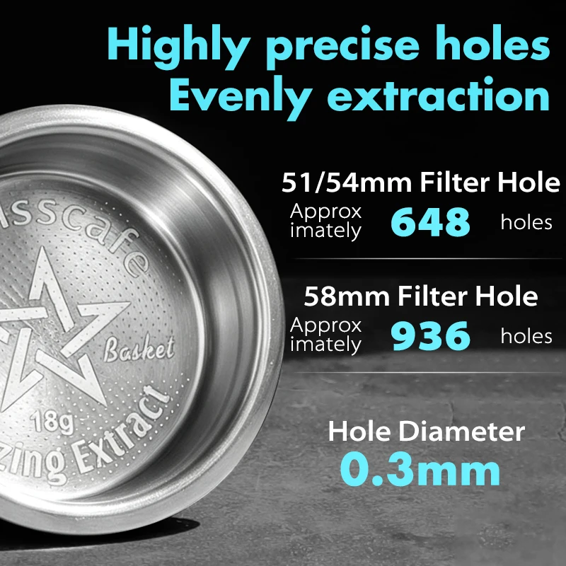 AliKisscafe Espresso Portafilter Basket Precision 51mm 54mm 58mm for Delonghi Breville Hibrew Coffee Accessories Barista Tools