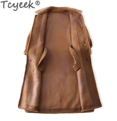 Tcyeek 100% Wool Jacket Fashion Sheep Shearling Coat Ladies Winter Jackets for Women Mid-length Wool Warm Coat Casaco Feminino