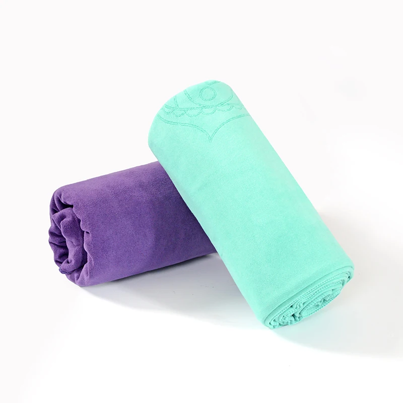 Microfiber double layer fleece yoga towel, fast dry and nice sweat absorb