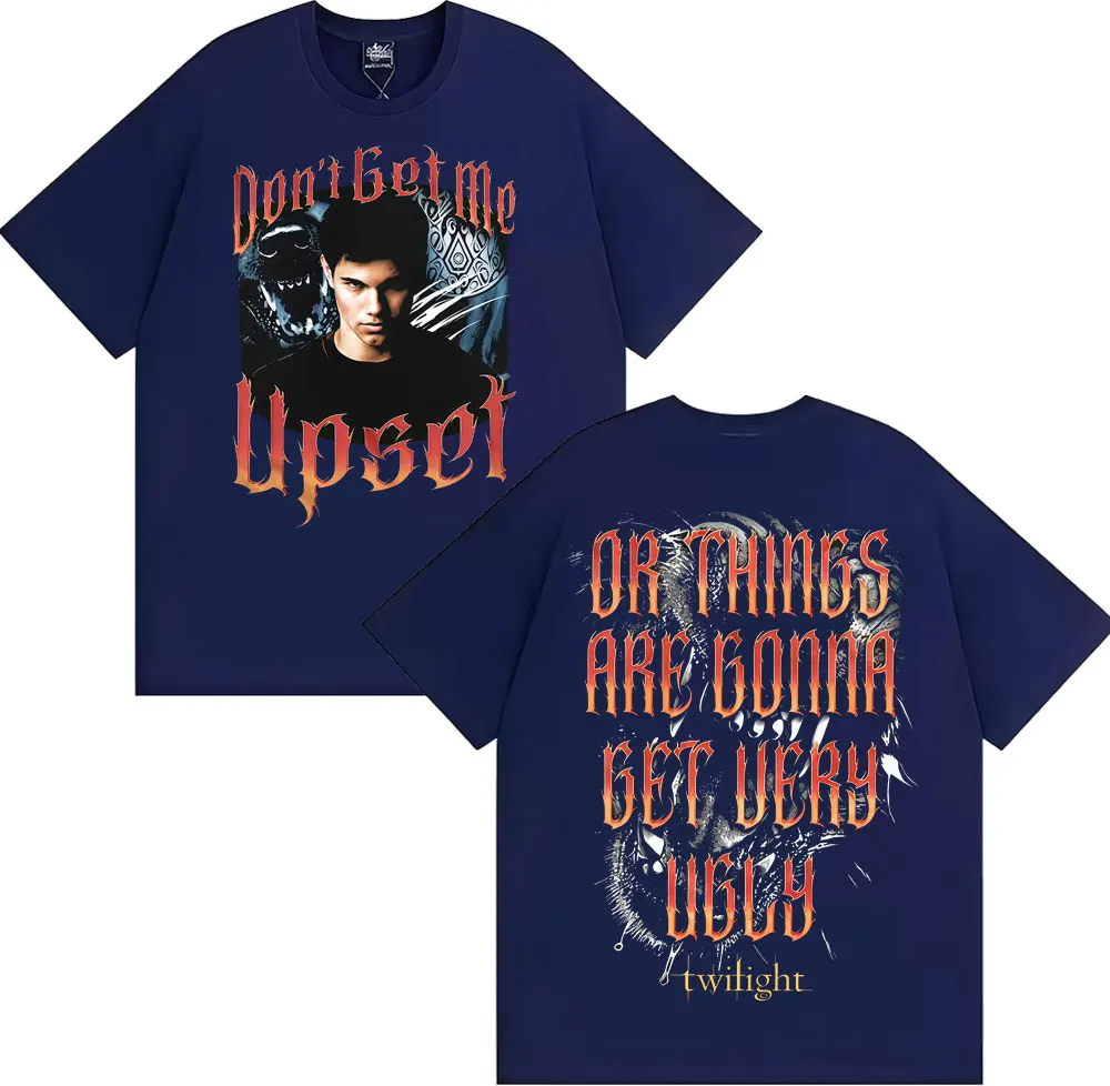 تي شيرت كلاسيكي توايلايت جاكوب أسود جرافيك للرجال والنساء، تي شيرت كلاسيكي بأكمام قصيرة، تي شيرت قطني كاجوال كبير الحجم