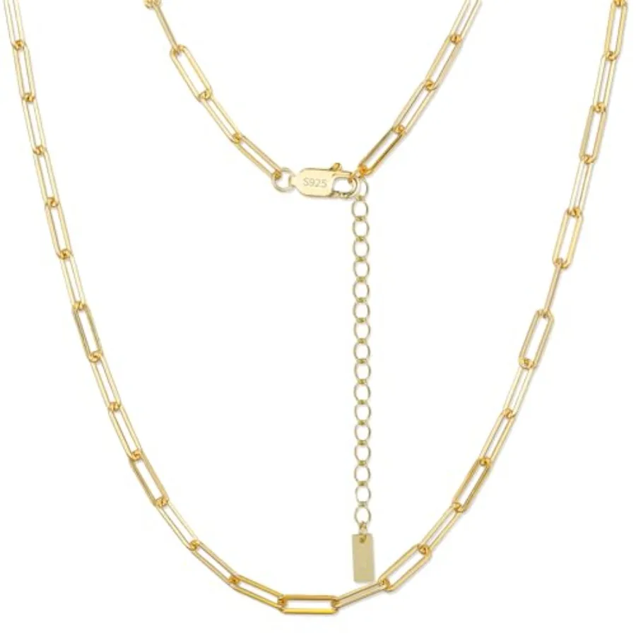 

Gold Paperclip Necklace for Women, 1.8/2.2/3.0/ Wide S925 Sterling Silver Paperclip Chain, Adjustable Gold Necklace Chain for M