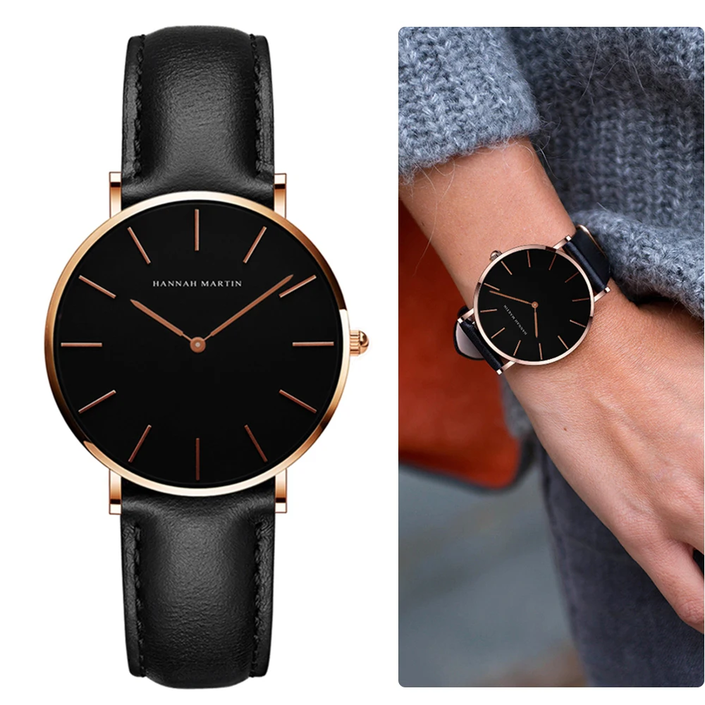 Women\'s Watch Hanna Martin Top Brand Fashion Japanese Movement Original Design Waterproof Quartz WristWatch Women Watch Gift Box