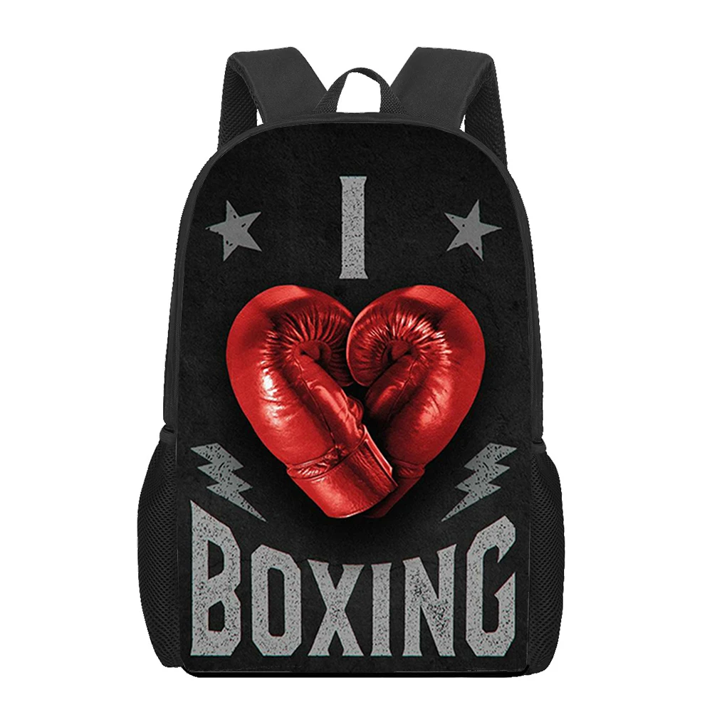 Luvas de boxe 3D Print School Bag, Adolescentes Meninos e Meninas Mochila, Kids Book Bags, Viagem, Casual, Laptop, Estilo Cool