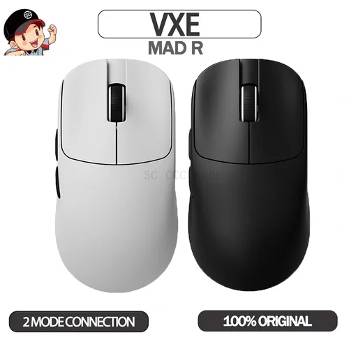 Ratón VXE MAD serie R, ratón inalámbrico ultraligero, ergonómico, para juegos, modo Dual, e-sports, Paw3395, accesorios de oficina