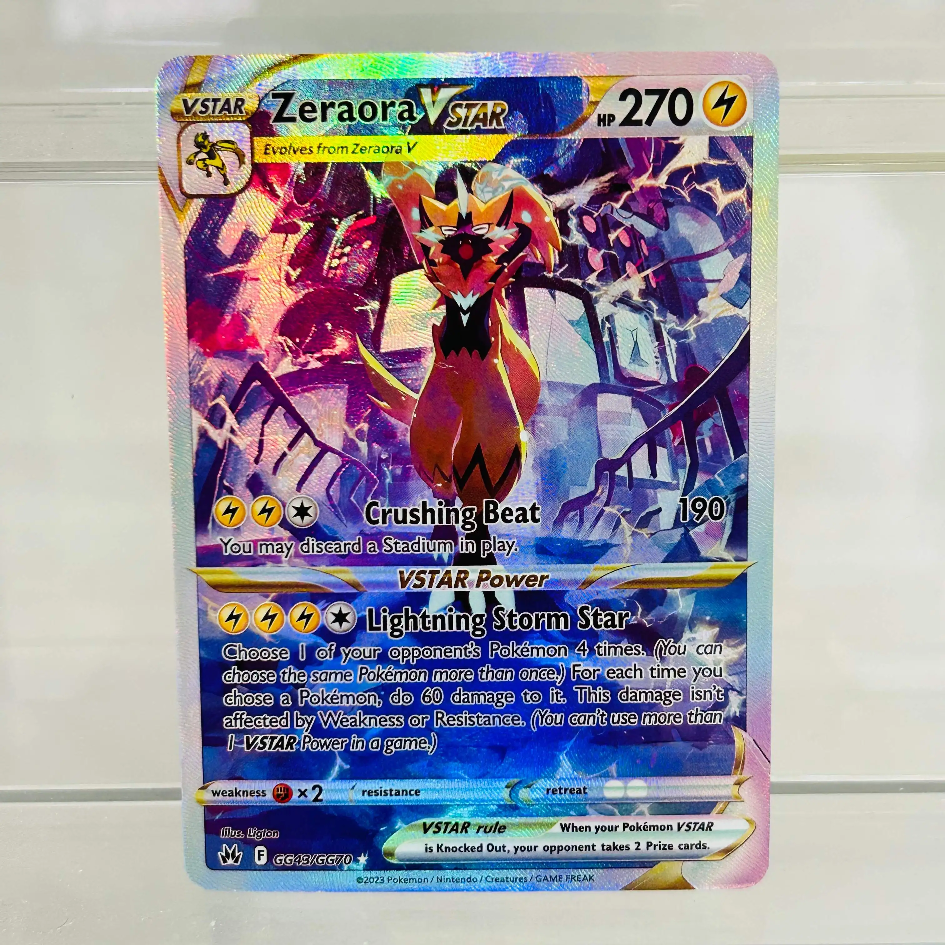 

Pokemon Zeraora VSTAR GG43/GG70 English Card with Holographic Texture, Perfect Condition DIY Premium Anime Collection Card