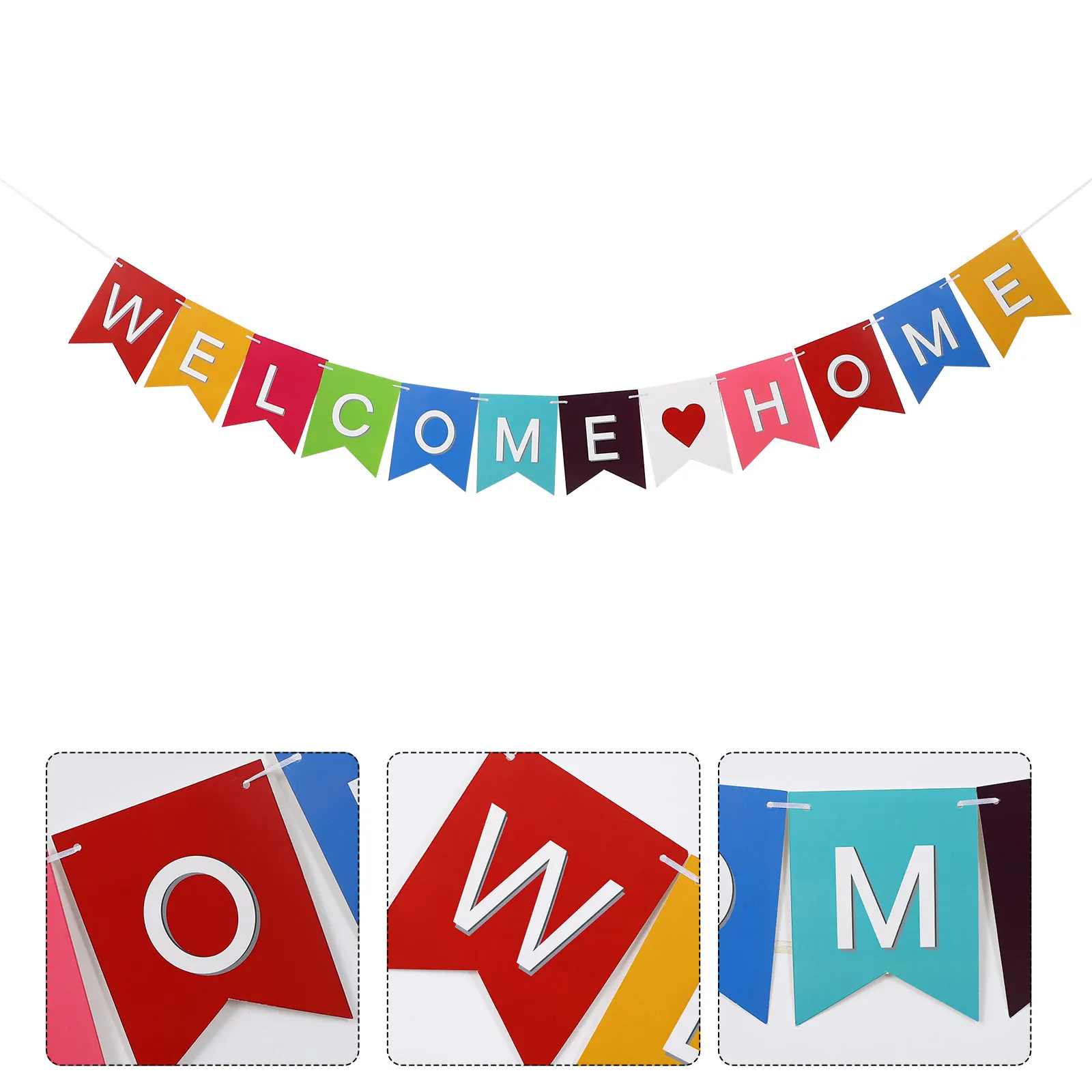 

Colorful Welcome Home Letter Flag Paper Banner Hanging Ornament For Party Wedding Decoration Photo Prop Banners Paper Decoration