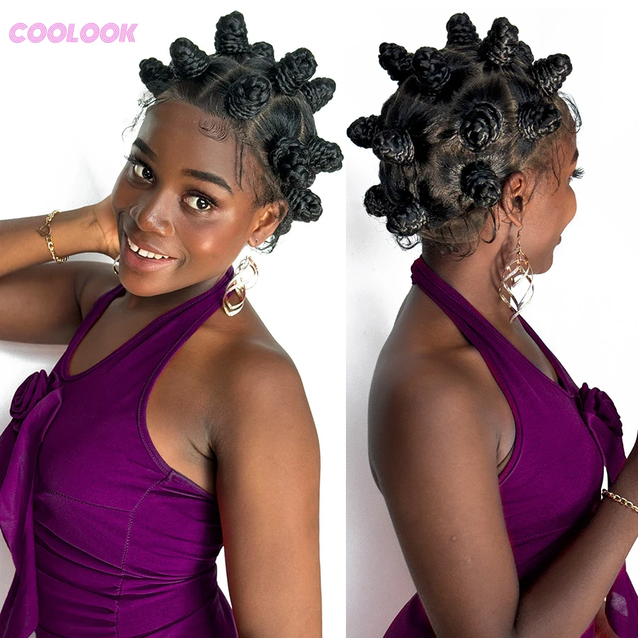

Bantu Knots Полные парики шнурка Синтетические косички Bantu Плетение волос Парики для африканских черных женщин 16-дюймовый короткий парик шнурка с волосами ребенка