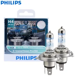 Philips X-tremeVision Pro150 H4 12V 60/55W P43t +150% More Bright Car Halogen Headlight HL Beam ECE Auto Lamp 12342XVPro150 Pair
