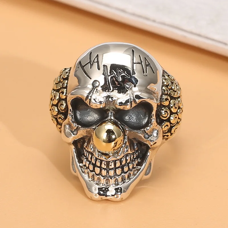 Clown ring men's personality single ring hipster domineering s925 sterling silver adjustable Thai silver skull ring female