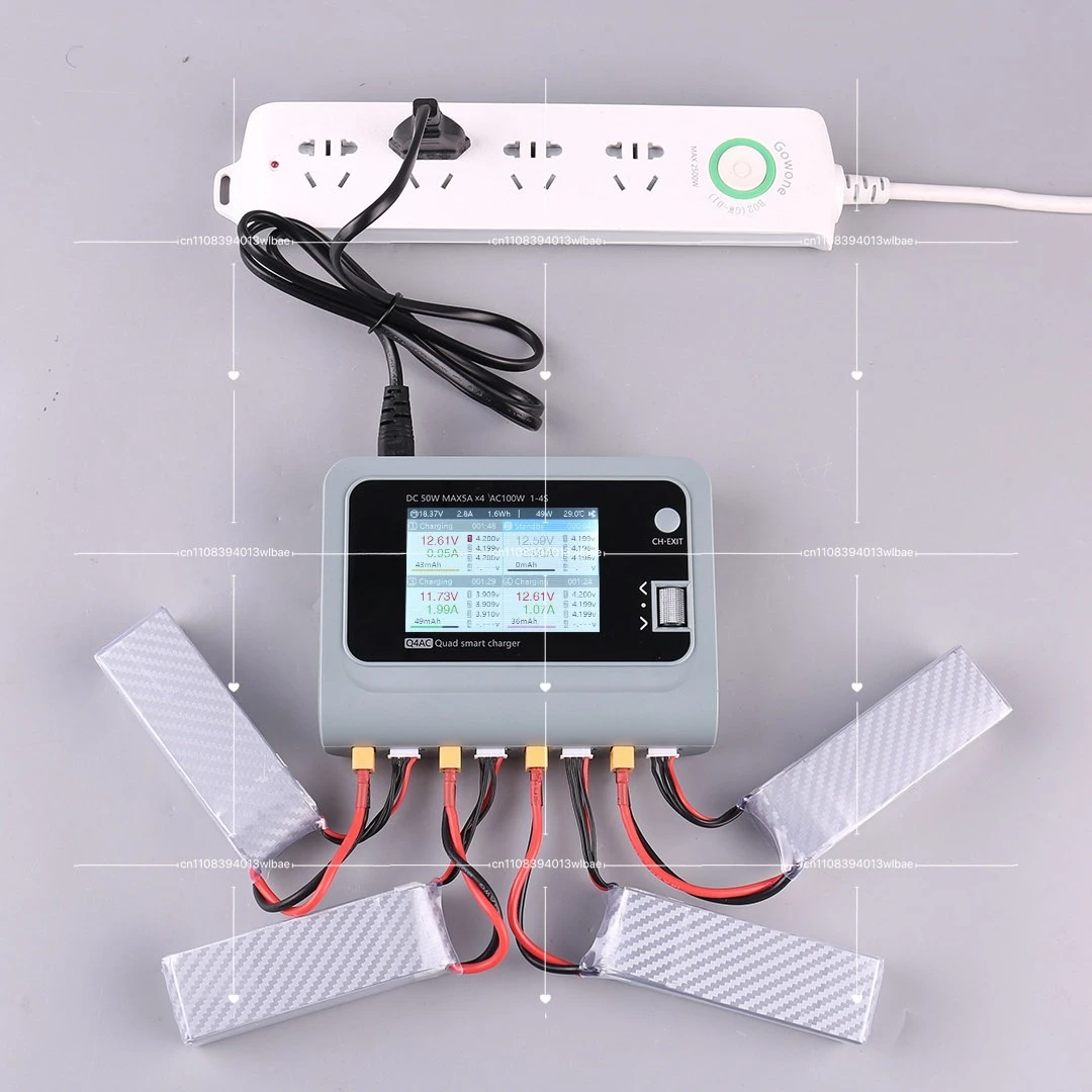Q4AC Balanced Charger 1-4S Crossing Machine Lithium Battery Charging AC100W Four Channels Output At The Same Time