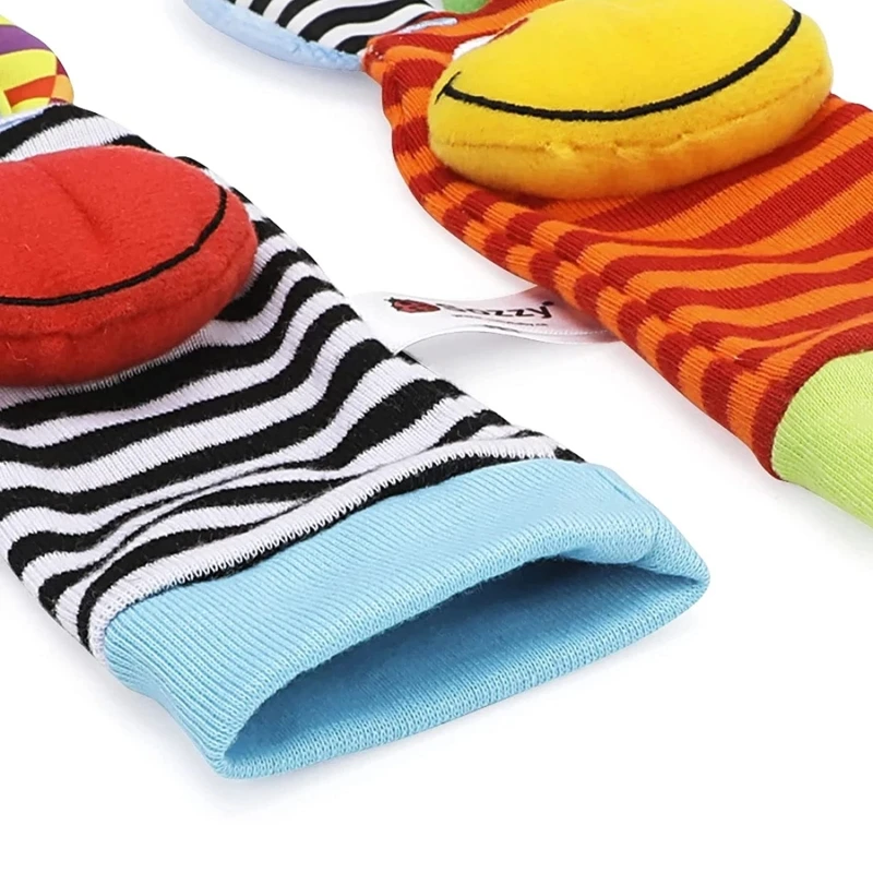 Infant Baby Kids Socks Wrist Rattle Set Toys Foot Socks 0~6 Months Newborn Grab Training Rattles Educational Games Baby Toy Gift