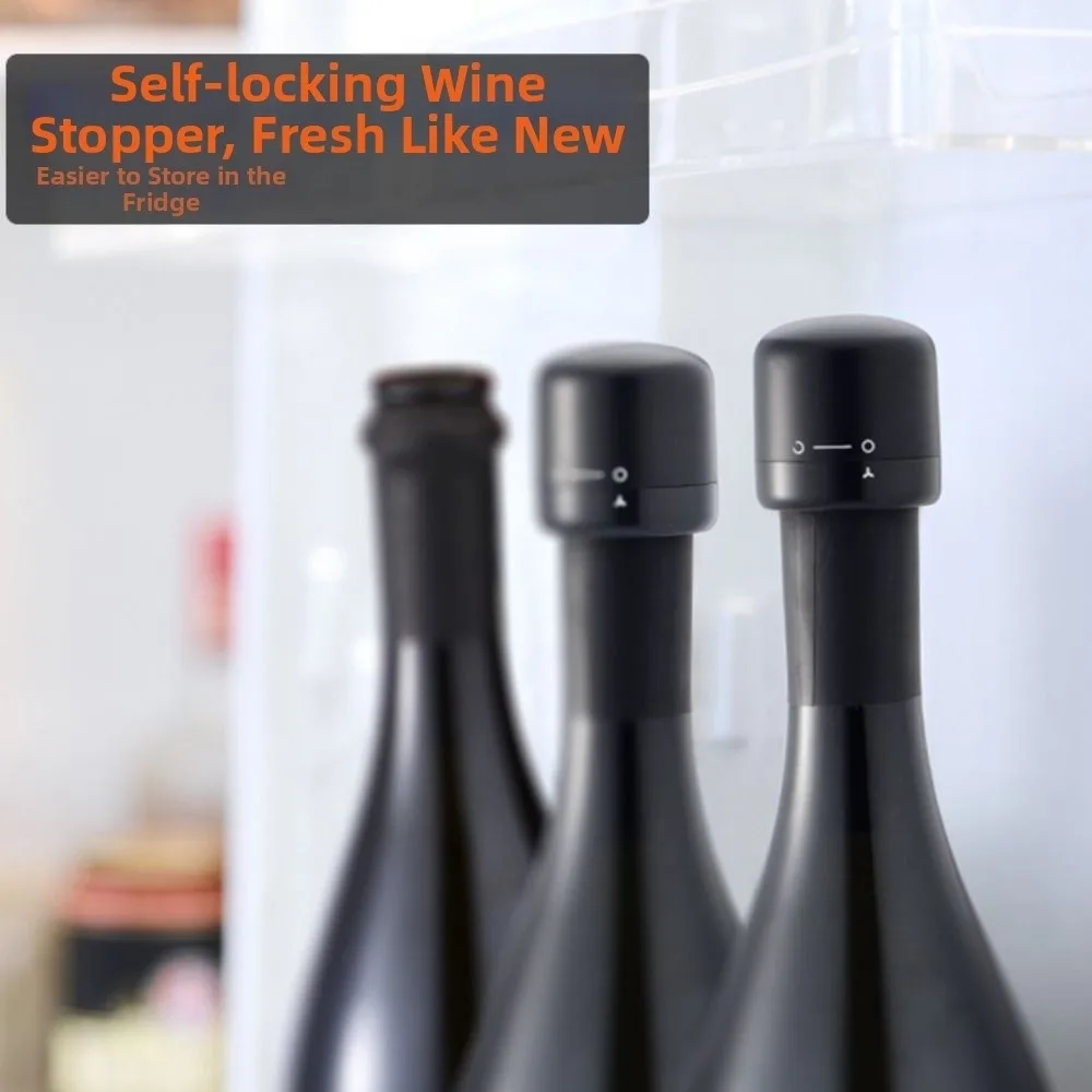 

3Pcs Leak Proof Red Wine Bottles Stoppers Vacuum Silicone Champagne Bottle Stopper Black Reusable Champagne Sealer