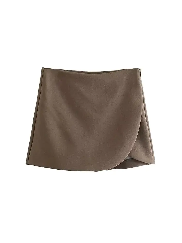 Women Fashion Pareo Style Shorts Skirts Vintage High Waist Side Zipper Female Skort Mujer image 5