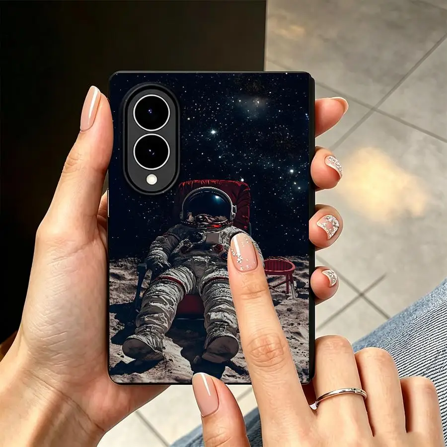 Space Sit In Astronaut Case for Samsung Galaxy ZFold8 Z Fold8 Wide Z Fold 8 ZFold Wide Luxury Phone Cover