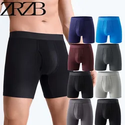 8Pcs/Lot Men's panties  Bamboo Fiber Boxers Man Sexy Long Boxer Briefs Breathable and Soft Underwear for Men Plus Size S-XXL