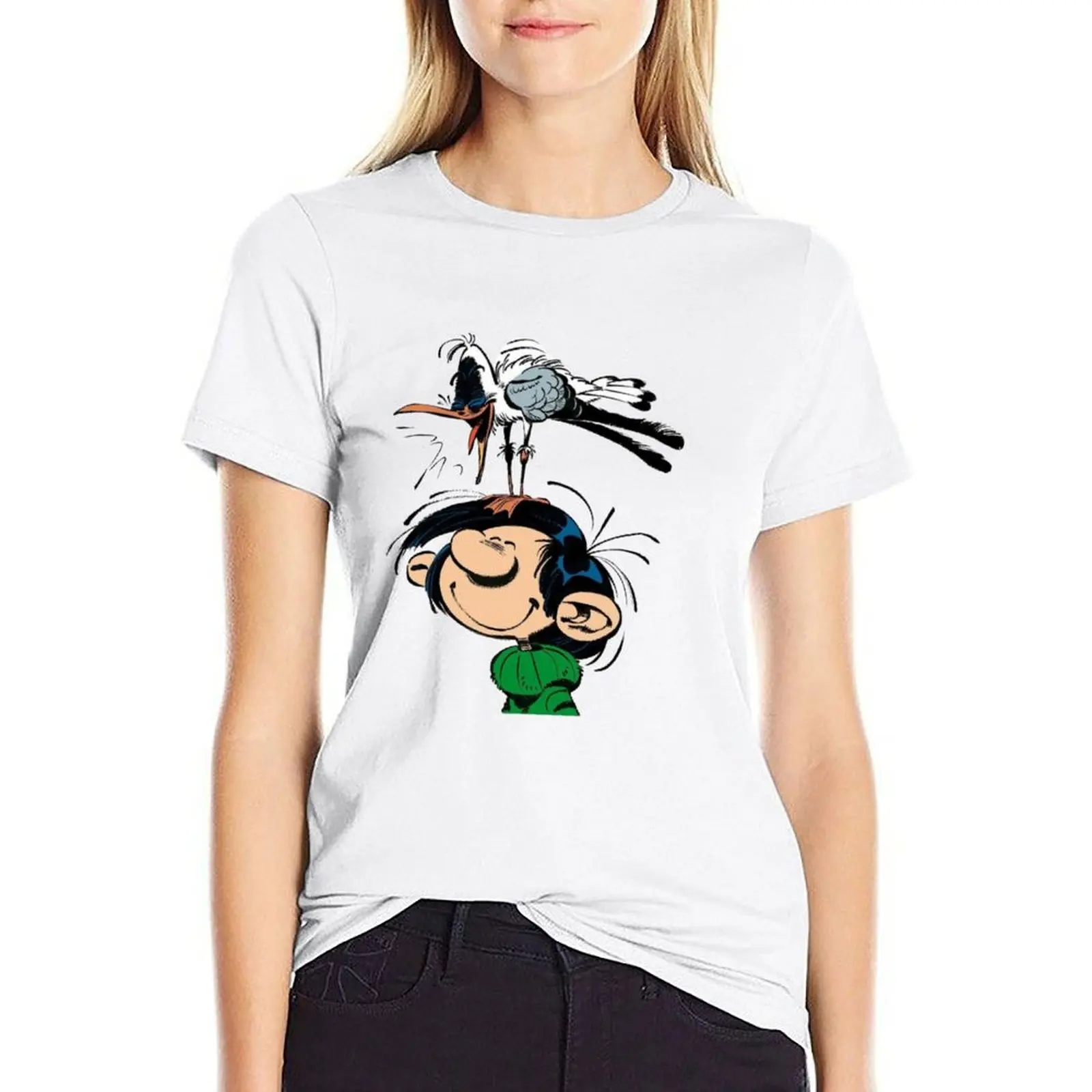 

Gaston lagaffe T-shirt Blouse korean fashion graphics cat shirts for Women