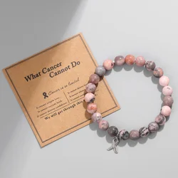 Handmade Pink Zebra Beads Bracelet Ribbon Charm Natural Stone Amethysts Rose Quartzs Bracelets For Women Men Yoga Jewelry Gifts