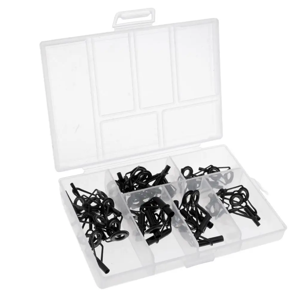 Fishing Rod Tip Ring Durable Ceramic Eye with Stainless Frame Double Leg Guides Set Mixed Size for Fishing Rod Repair
