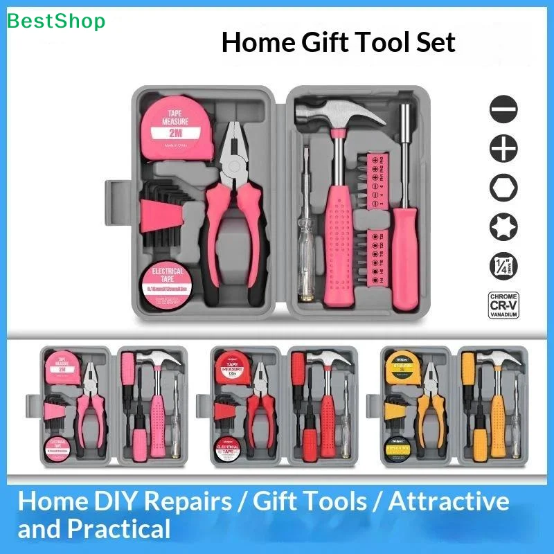 13Pcs/Set Essential Home Tool Kit General Household Repair Hand Tool Set With Compact Storage Case For DIY Office Maintenance